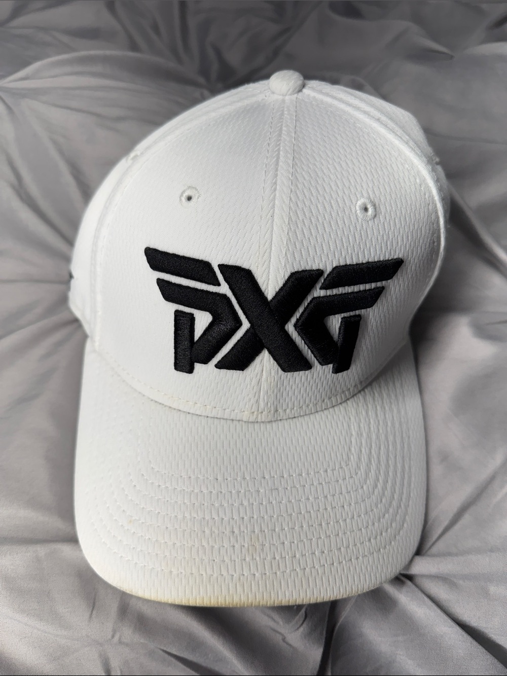 PXG White Cap with Black Raised Logo - S/M